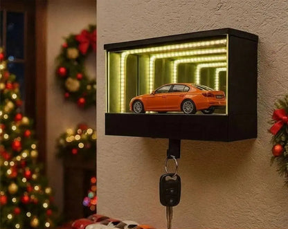Creative Garage Key Holder Multifunctional with LED Light Wall Mount Key Storage Rack Space-saving Mirrior Fun Key Organizer