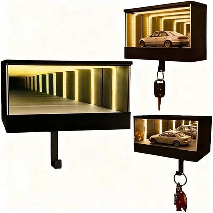Creative Garage Key Holder Multifunctional with LED Light Wall Mount Key Storage Rack Space-saving Mirrior Fun Key Organizer